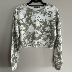 NWOT Boohoo Tall Loopback Tie Dye Cropped Top Size 12